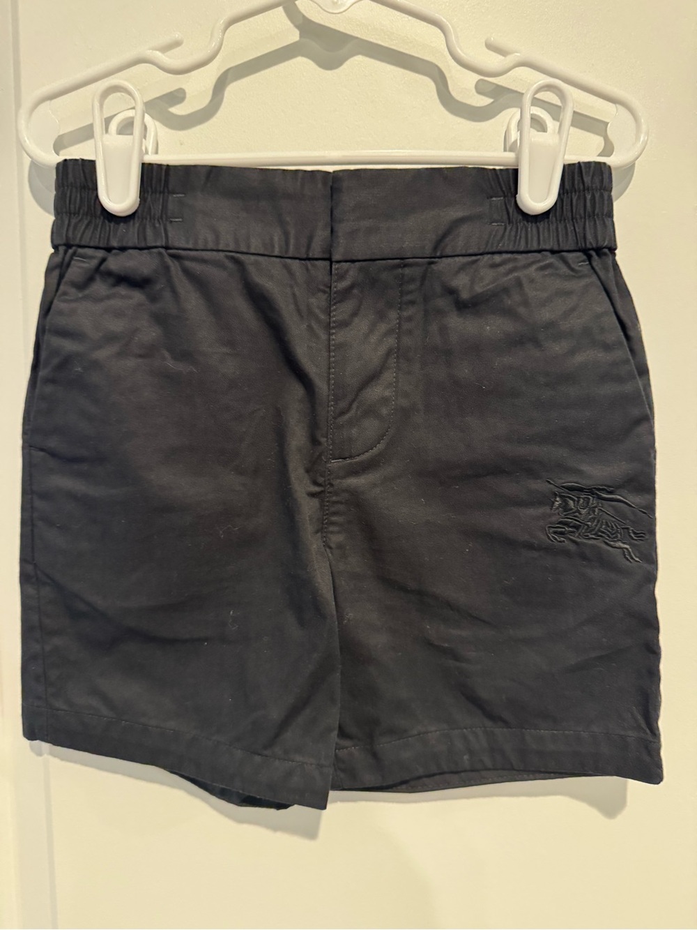 Burberry Black Men's Flat Front Shorts with Logo